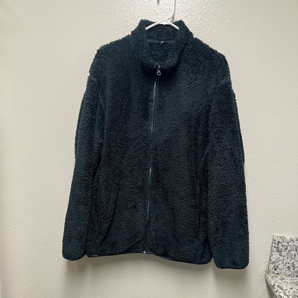 Uniqlo Black Teddy Jacket Plush Fleece Casual - Picture 1 of 10